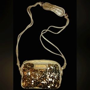 L@@K~Vintage & Rare ~JUICY COUTURE~2011 Peach Silver Crossbody Bag